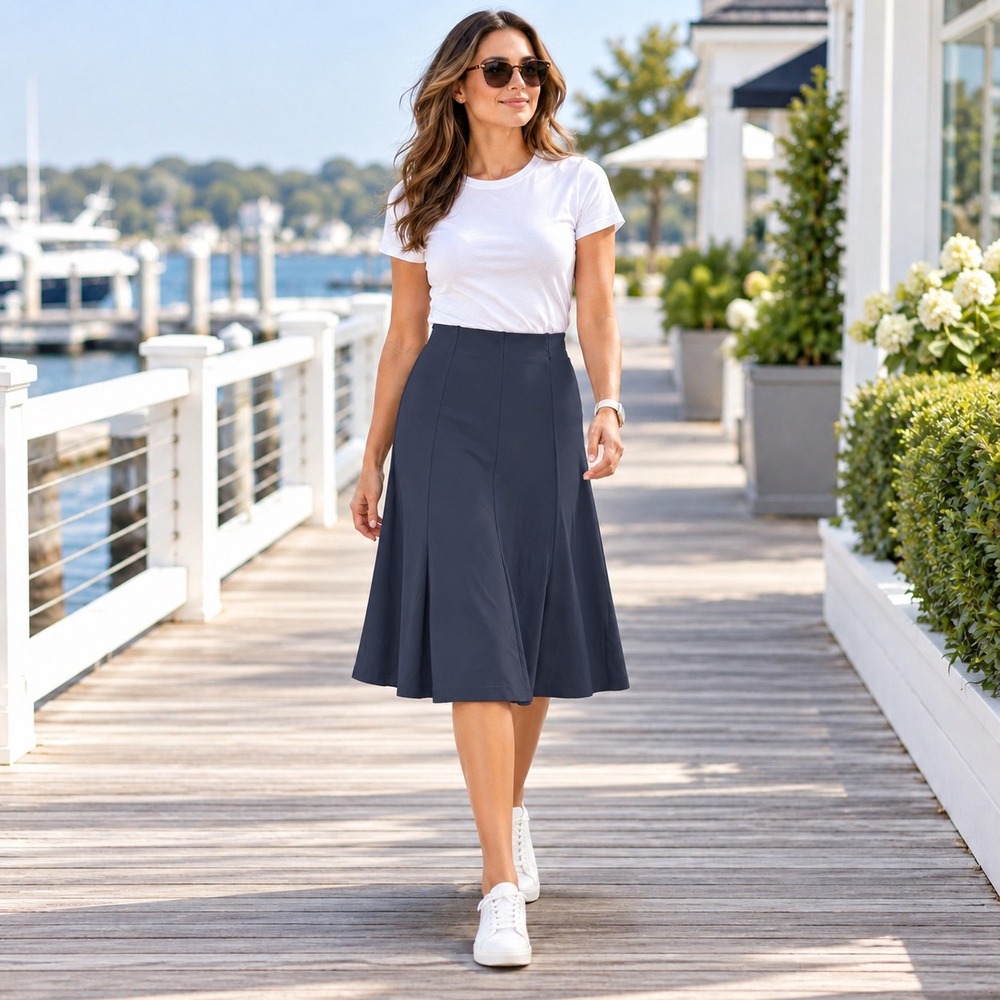 Lauren Ralph Lauren Black Rayon A-Line Skirt XL Old Money Preppy Office